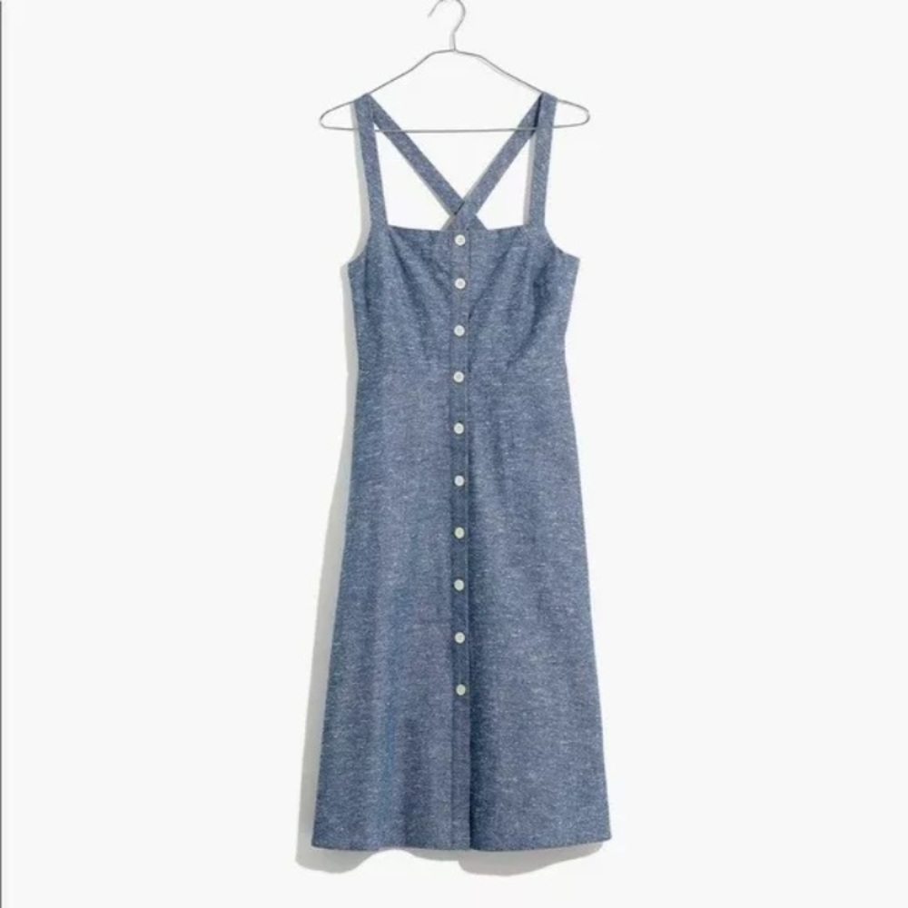 Madewell Chambray Tank Button-Front Midi Dress